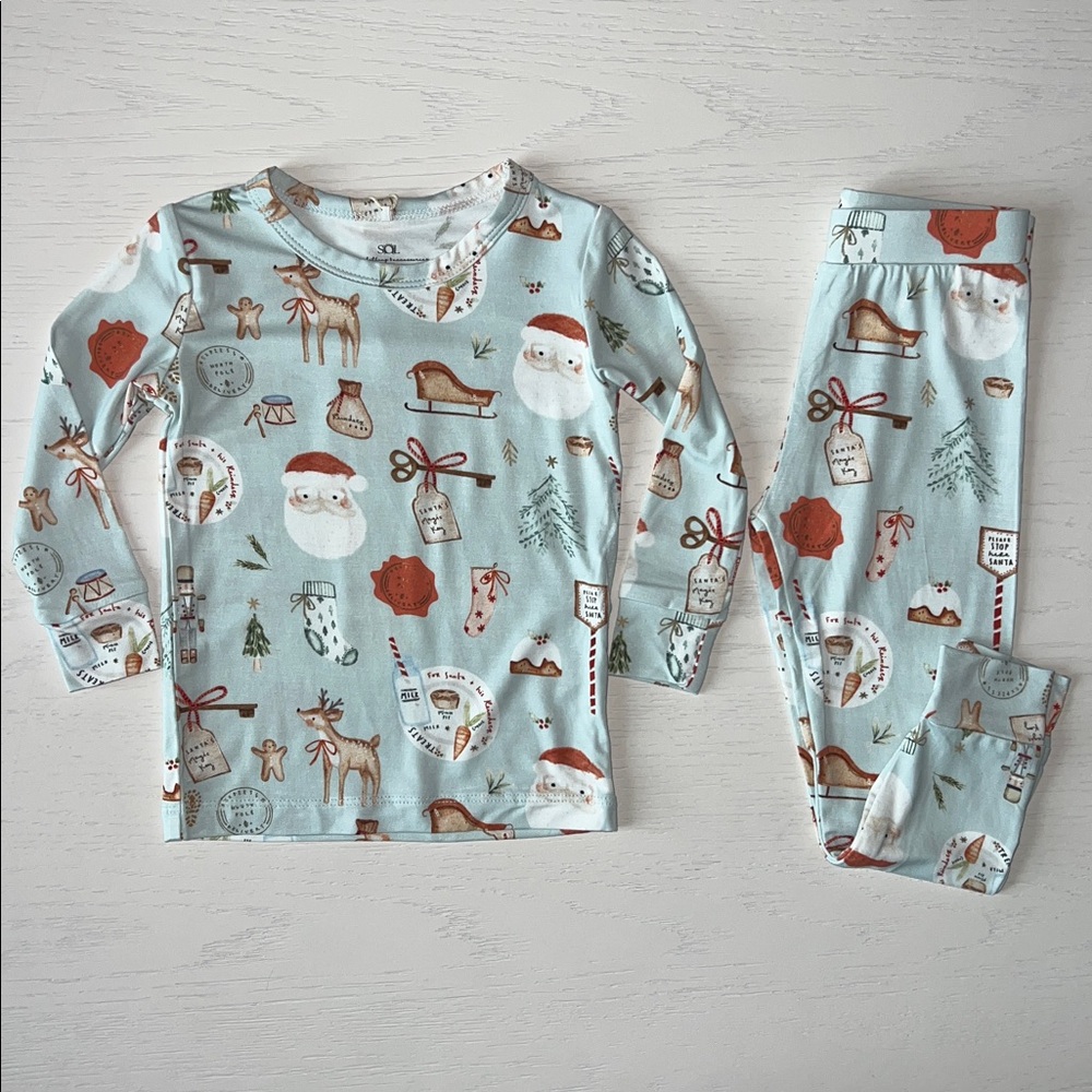 Sol Toddler Christmas Cookie Santa Bamboo Pajama Set 12-18 18-24 months 3T 4T 5T